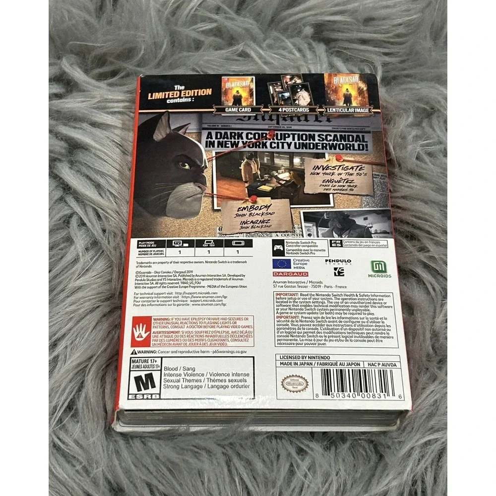 Blacksad: Under the Skin LIMITED EDITION (Nintendo Switch, 2019) CIB (Pre-Owned)